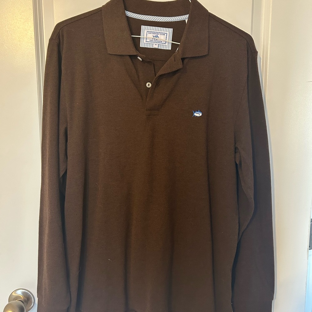 Southern Tide Brown Polo Shirt for Semi Formal Events
